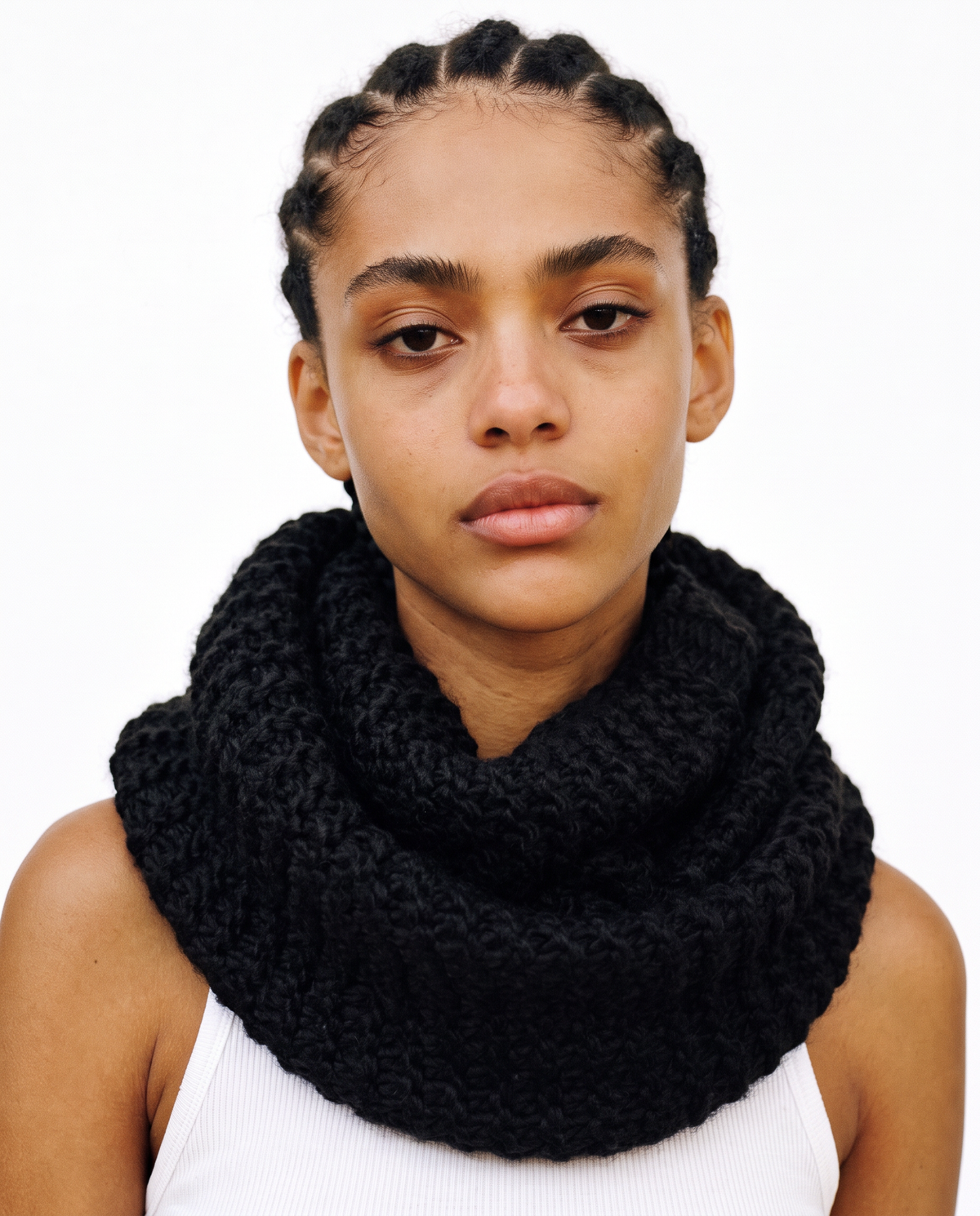 Black knit snood scarf
