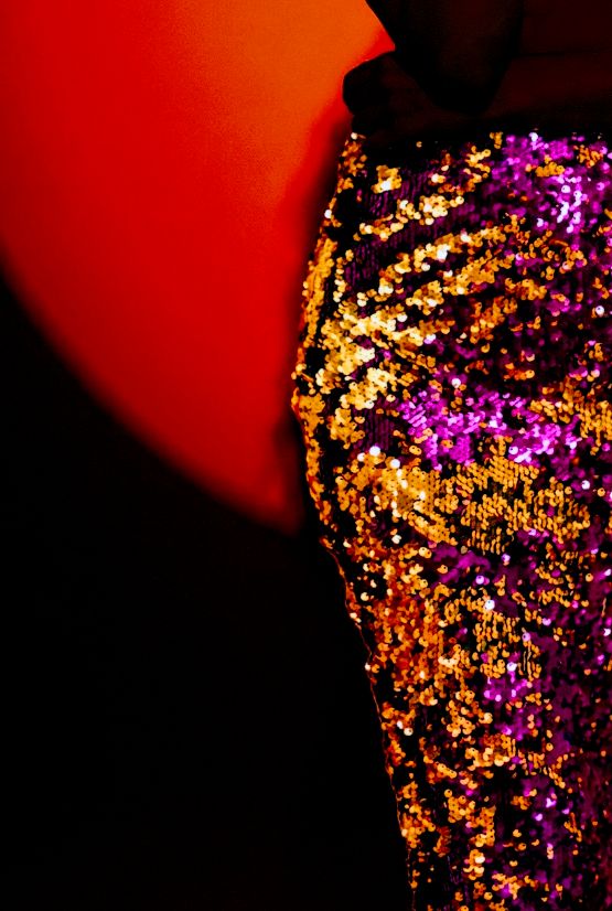 Purple and gold sequin skirt