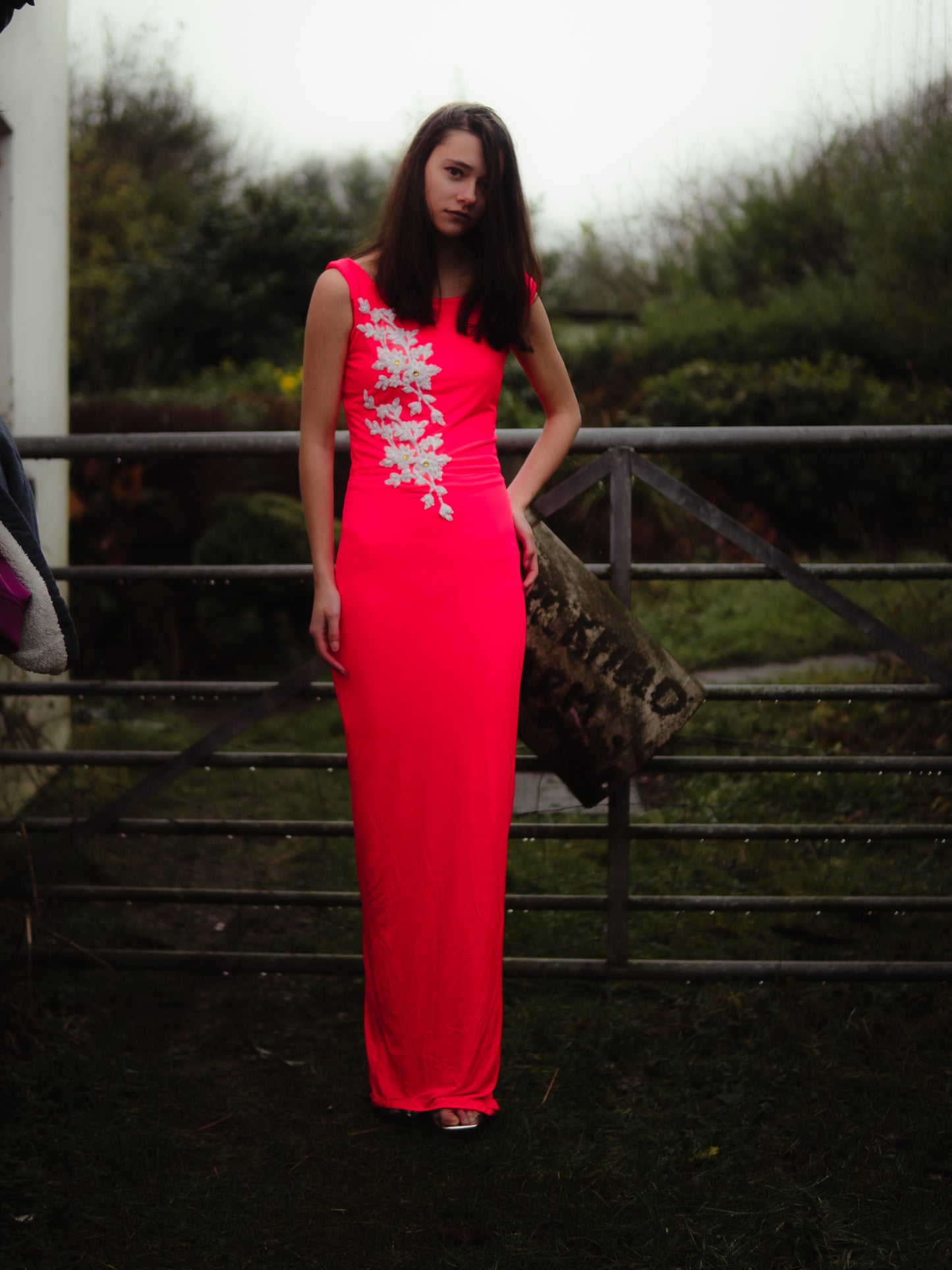 Coral column bodycon dresss