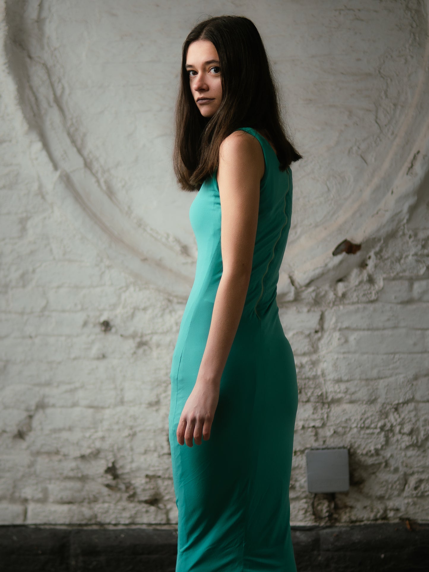 Blue bodycon column maxi dress