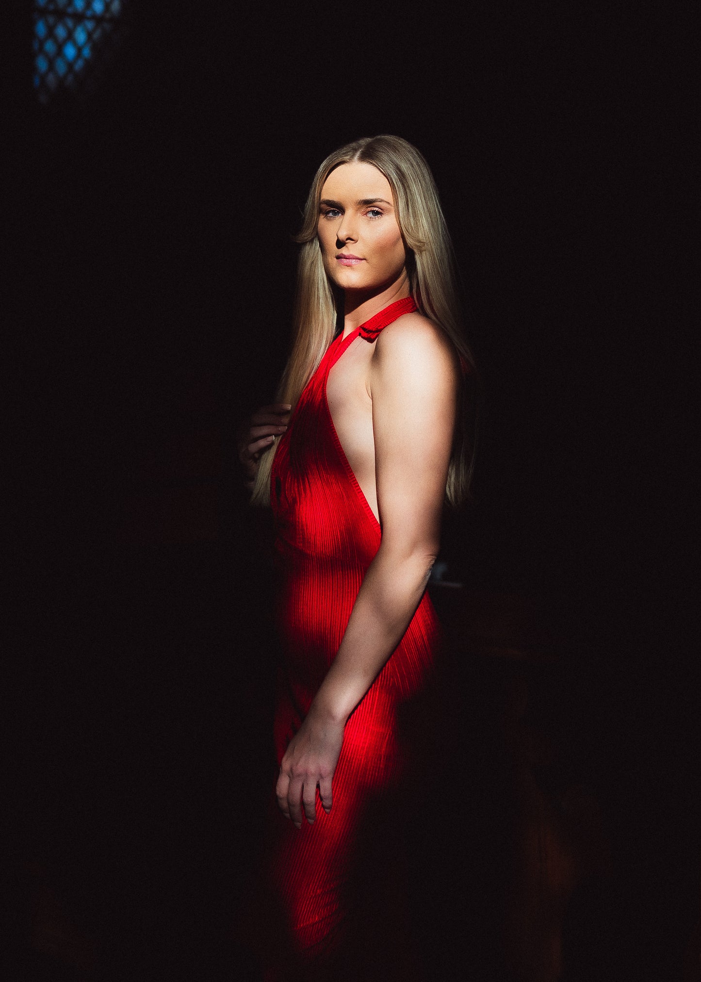 Red halter bodycon dress