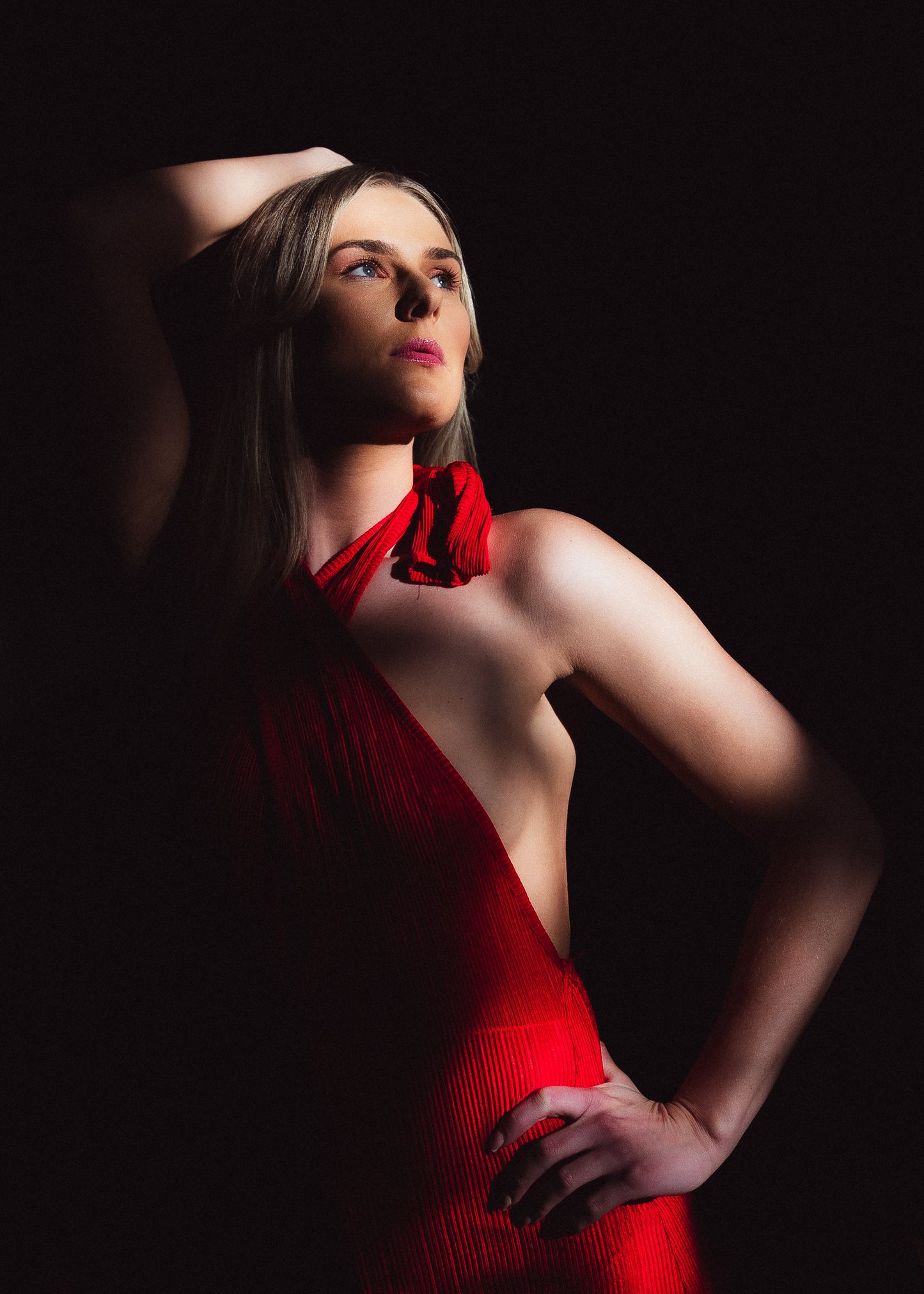 Red halter bodycon dress