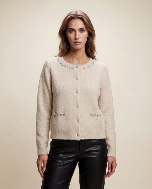 Cream diamante cardigan