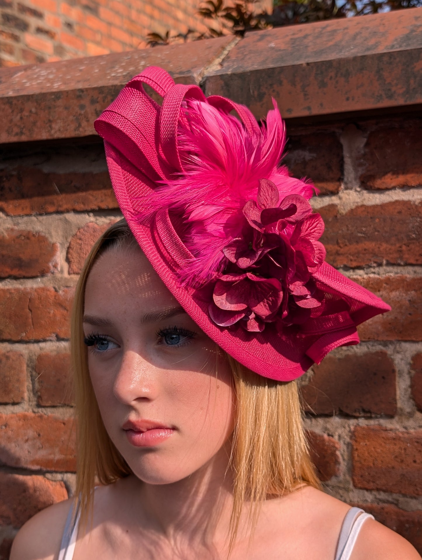 Pink assymetric fascinator