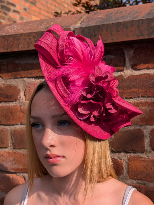 Pink assymetric fascinator