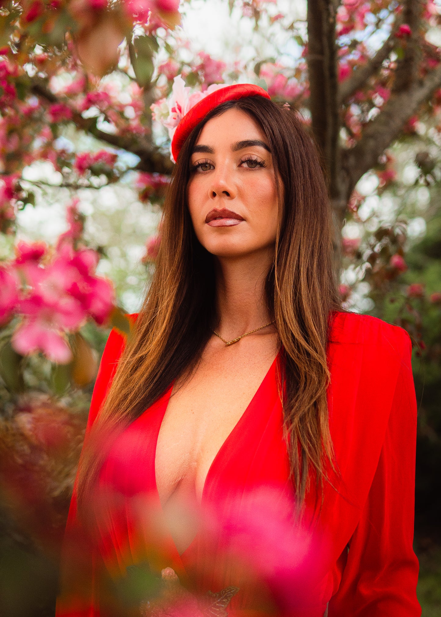 Scarlet red midi dress