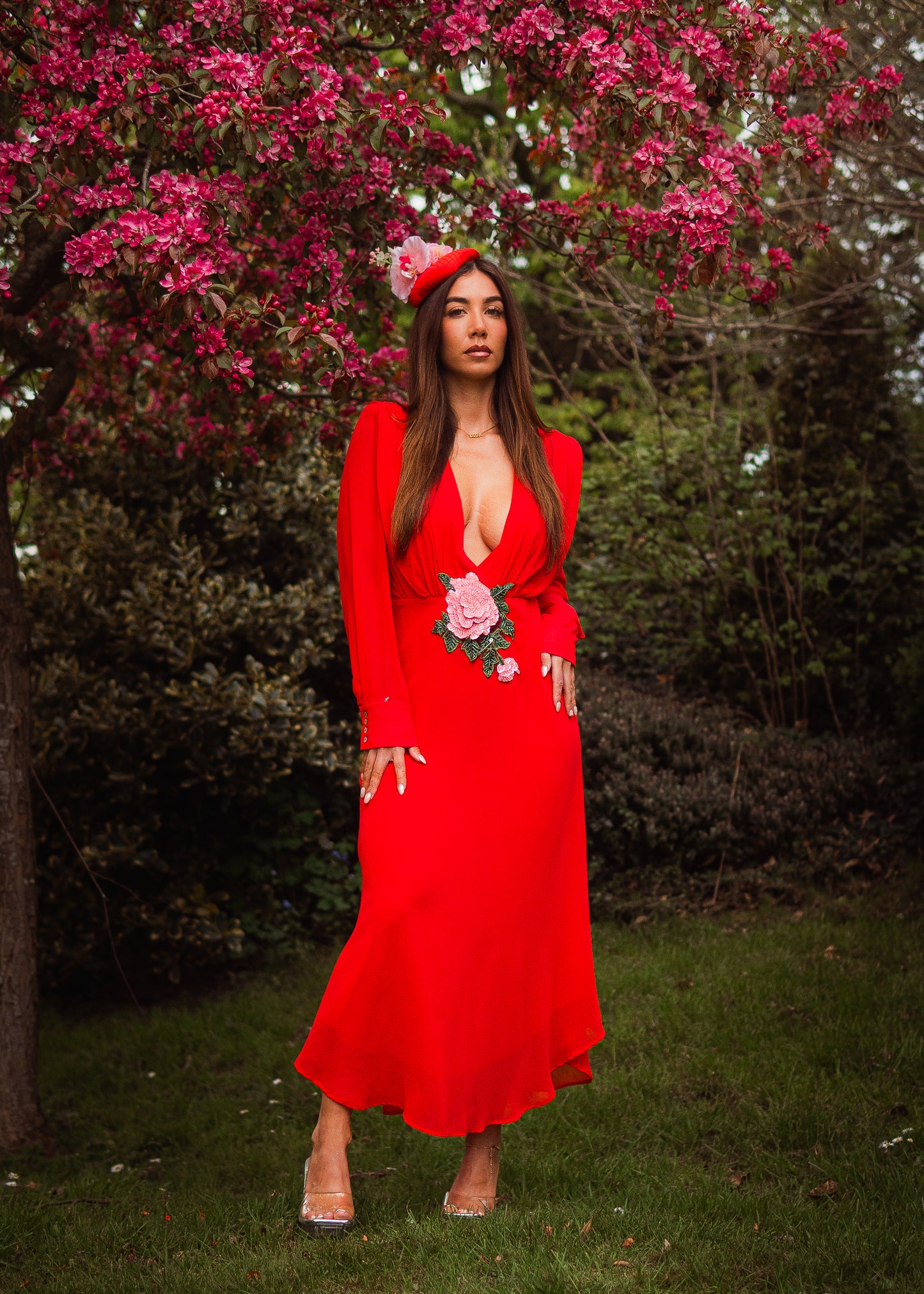 Scarlet red midi dress