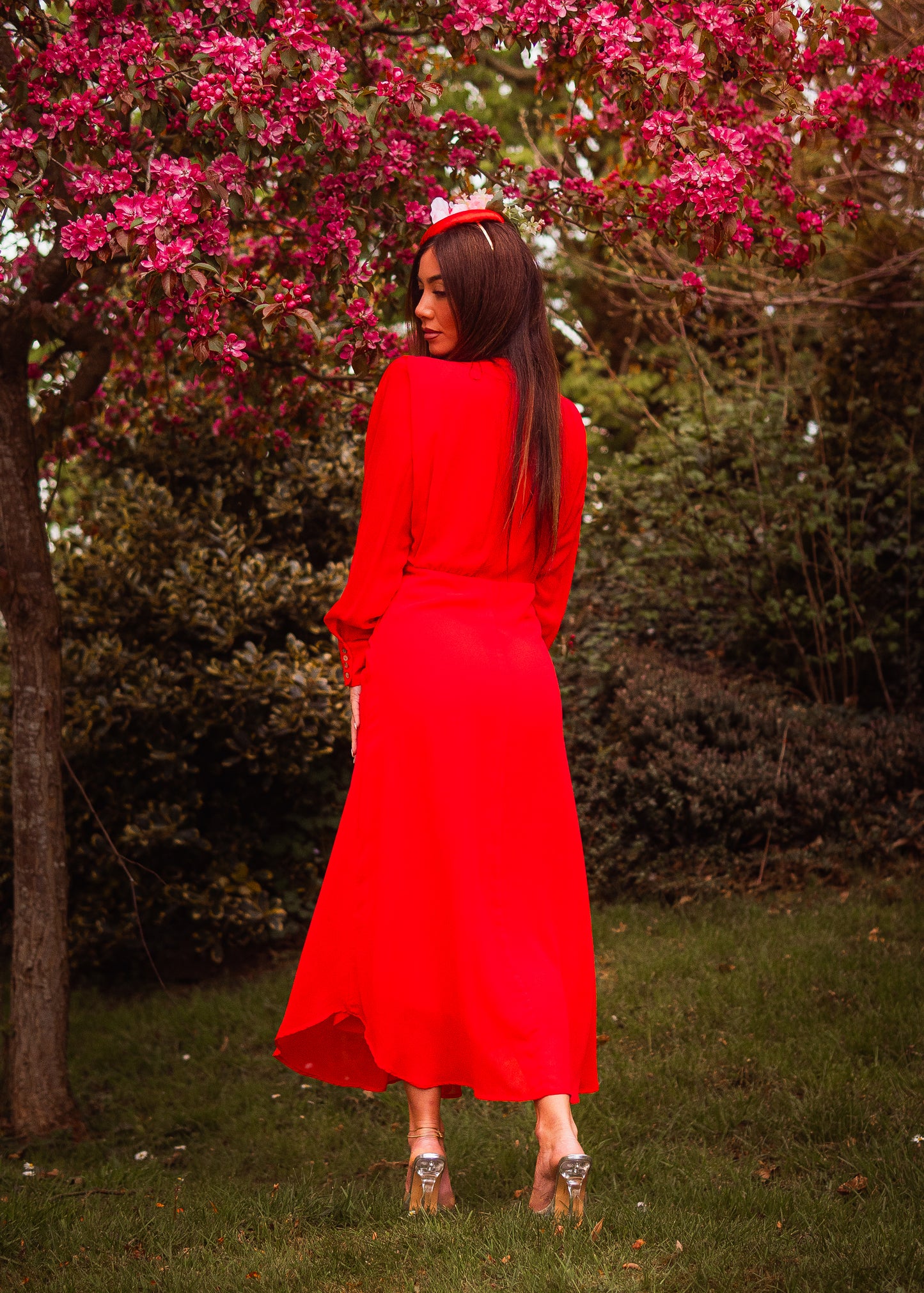Scarlet red midi dress