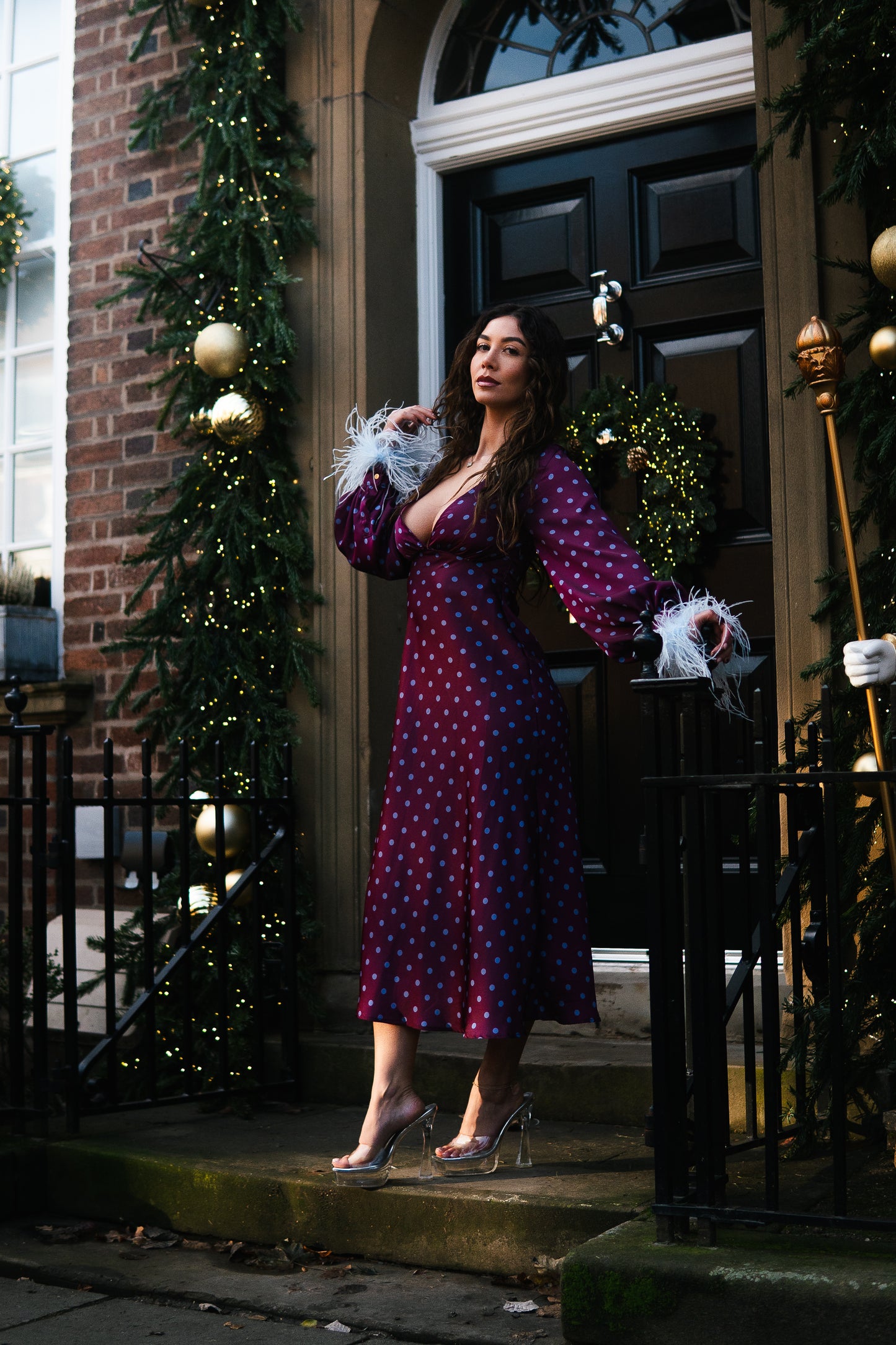 The Catherine dress; Purple polkadot gorgeous 50s inspired midi
