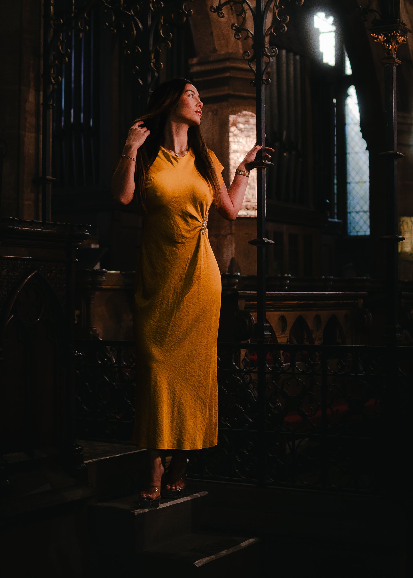 Thalia dress in saffron yellow