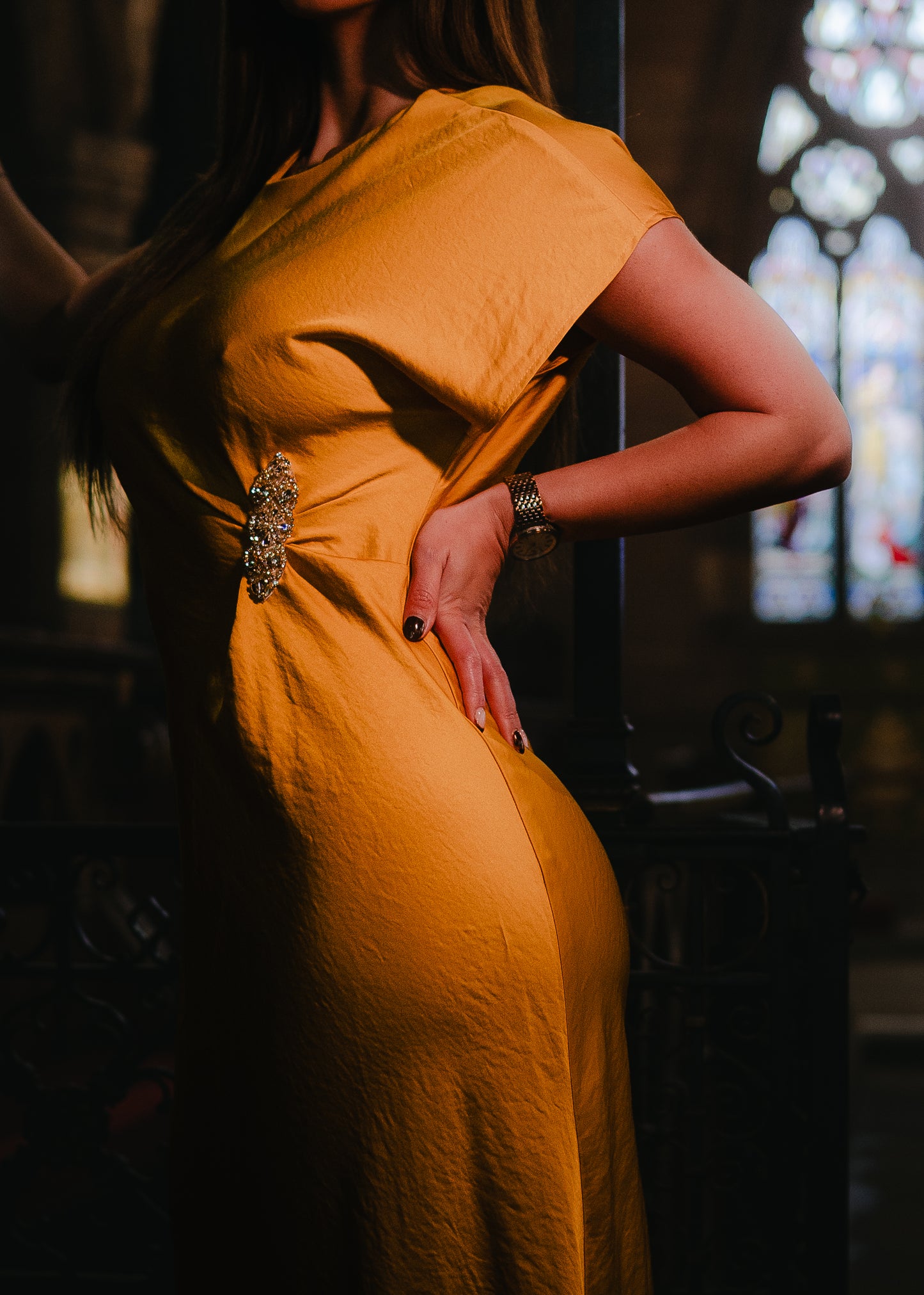 Thalia dress in saffron yellow