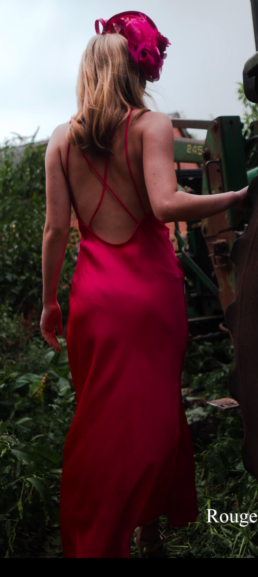 Pink satin slip maxi dress