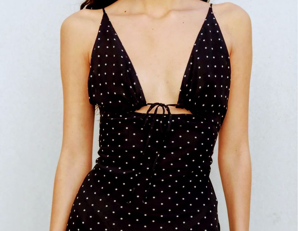 Chic black polka dot maxi dress