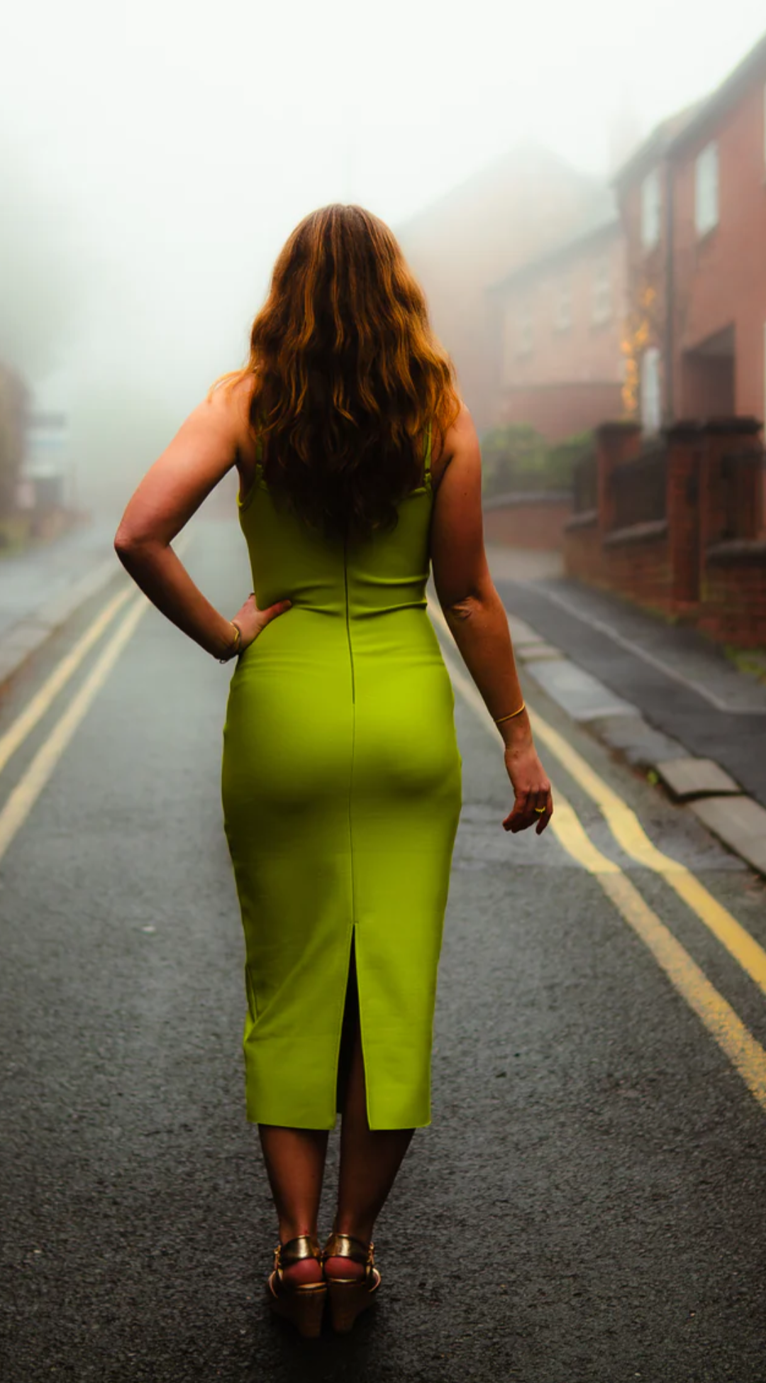 Vivid lime green midi dress