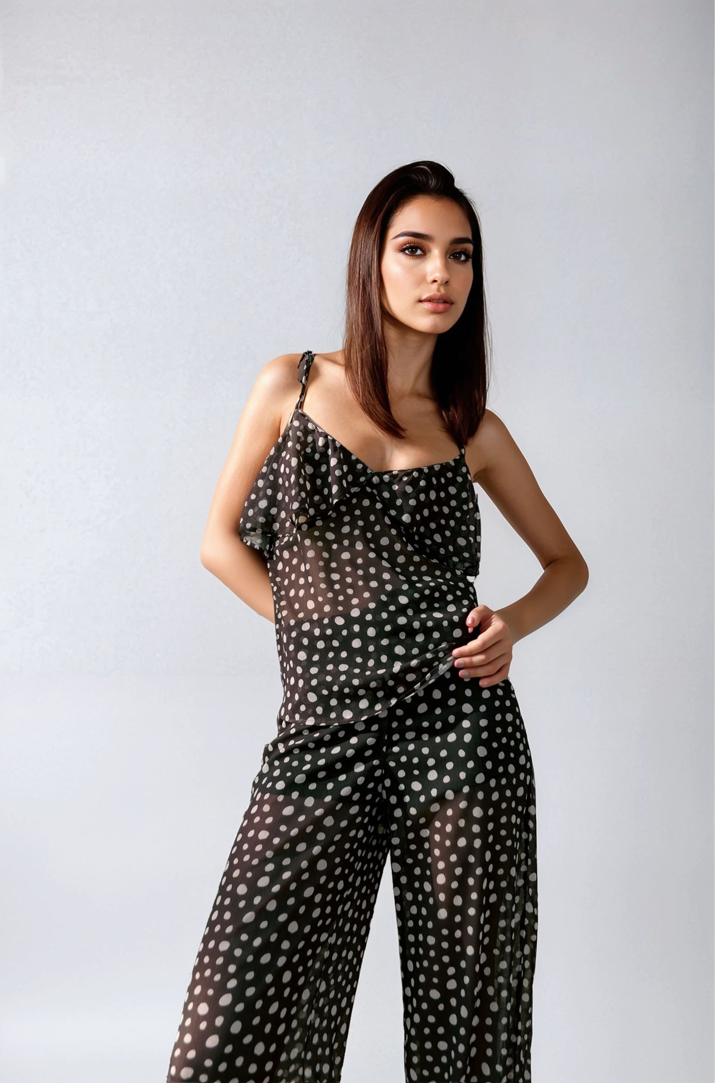 Brown polka dot co-ord set