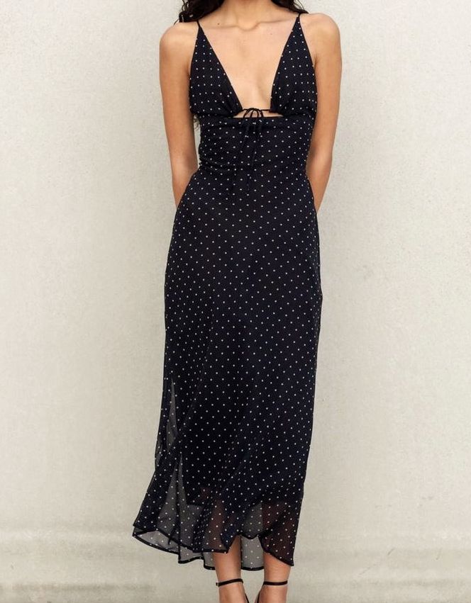 Chic black polka dot maxi dress