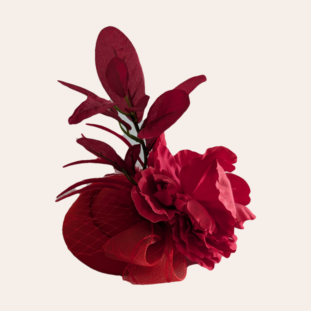 Pink/red pillbox fascinator