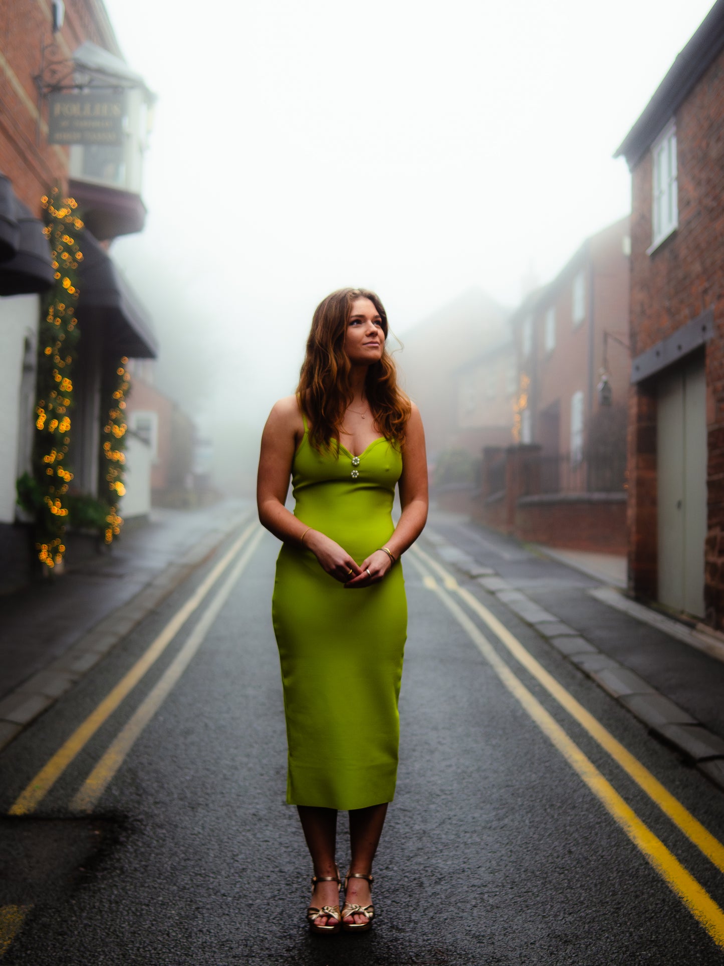 Vivid lime green midi dress