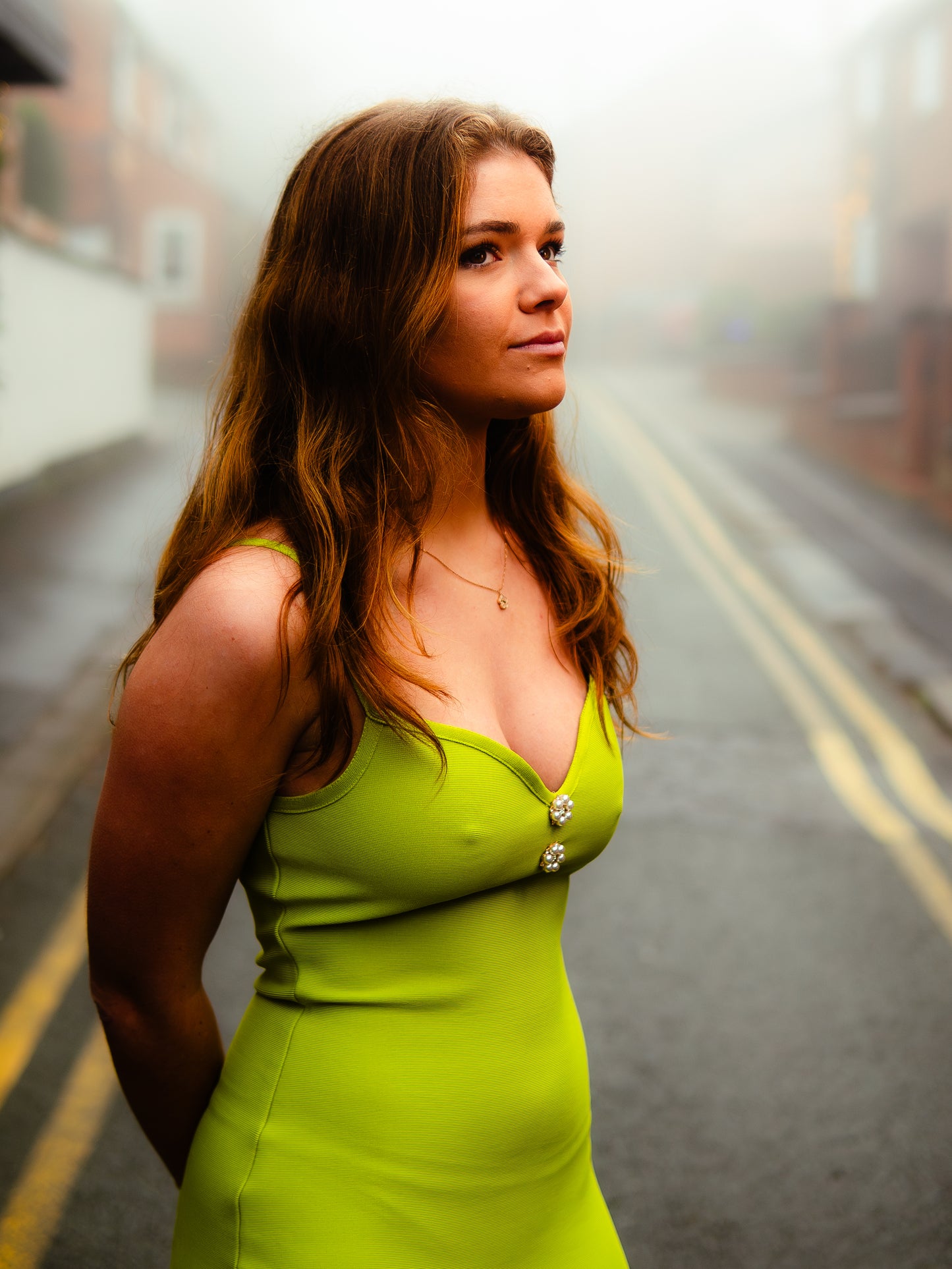 Vivid lime green midi dress