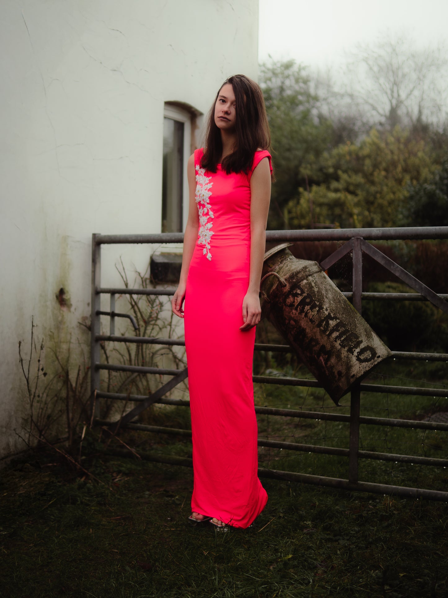 Coral column bodycon dresss