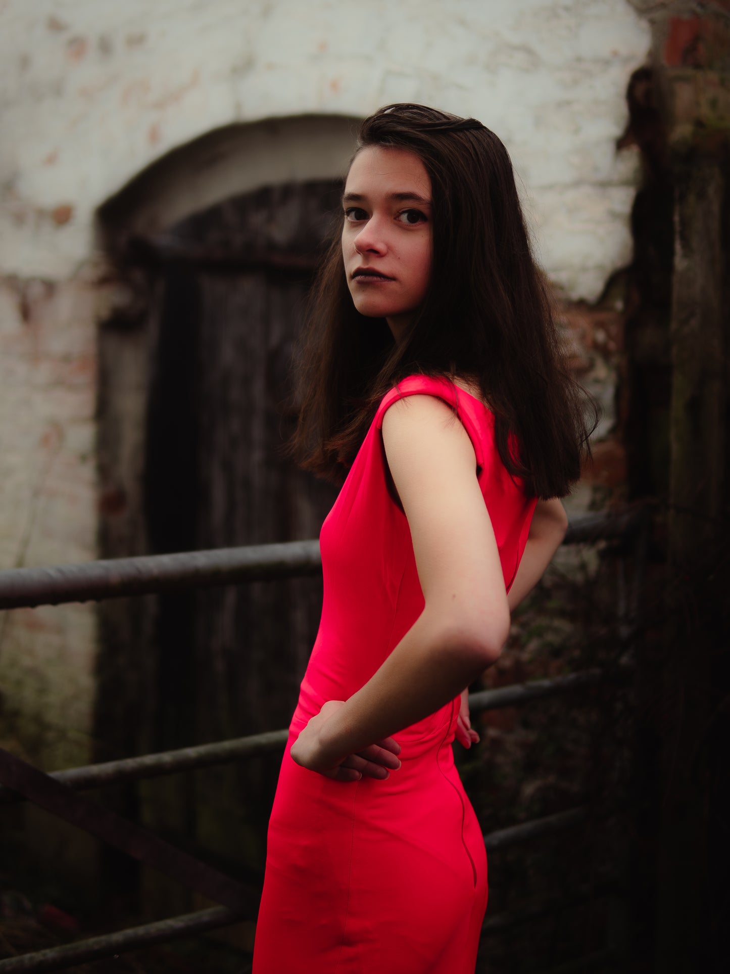 Coral column bodycon dresss